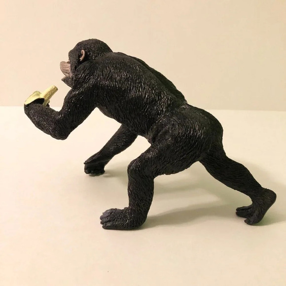 Chimpanzee Eating Banana Figure Animal Monkey 7.5  Inch Long Toy - Picture 5 of 12